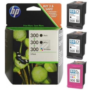 ORIGINAL HP Multipack Schwarz / mehrere Farben SD518AE 300 3 Tintenpatronen HP 300: 2x CC640EE + 1x CC643EE