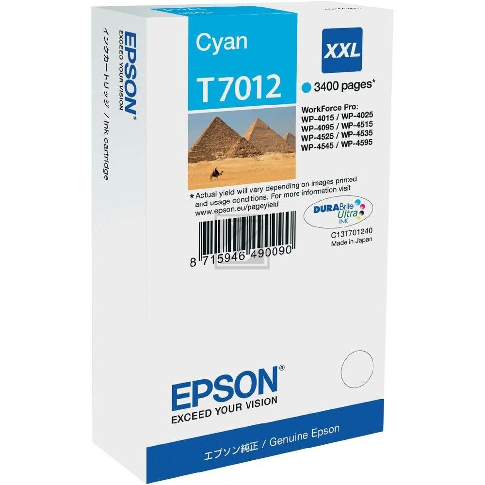 ORIGINAL Epson Tintenpatrone Cyan C13T70124010 T7012 ~3400 Seiten XXL