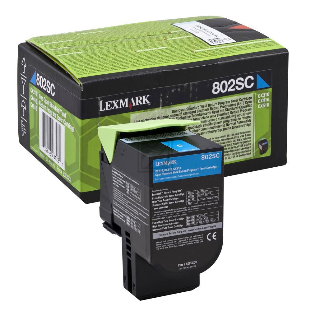 ORIGINAL Lexmark Toner Cyan 802SC 80C2SC0 ~2000 Seiten Rückgabe-Druckkassette