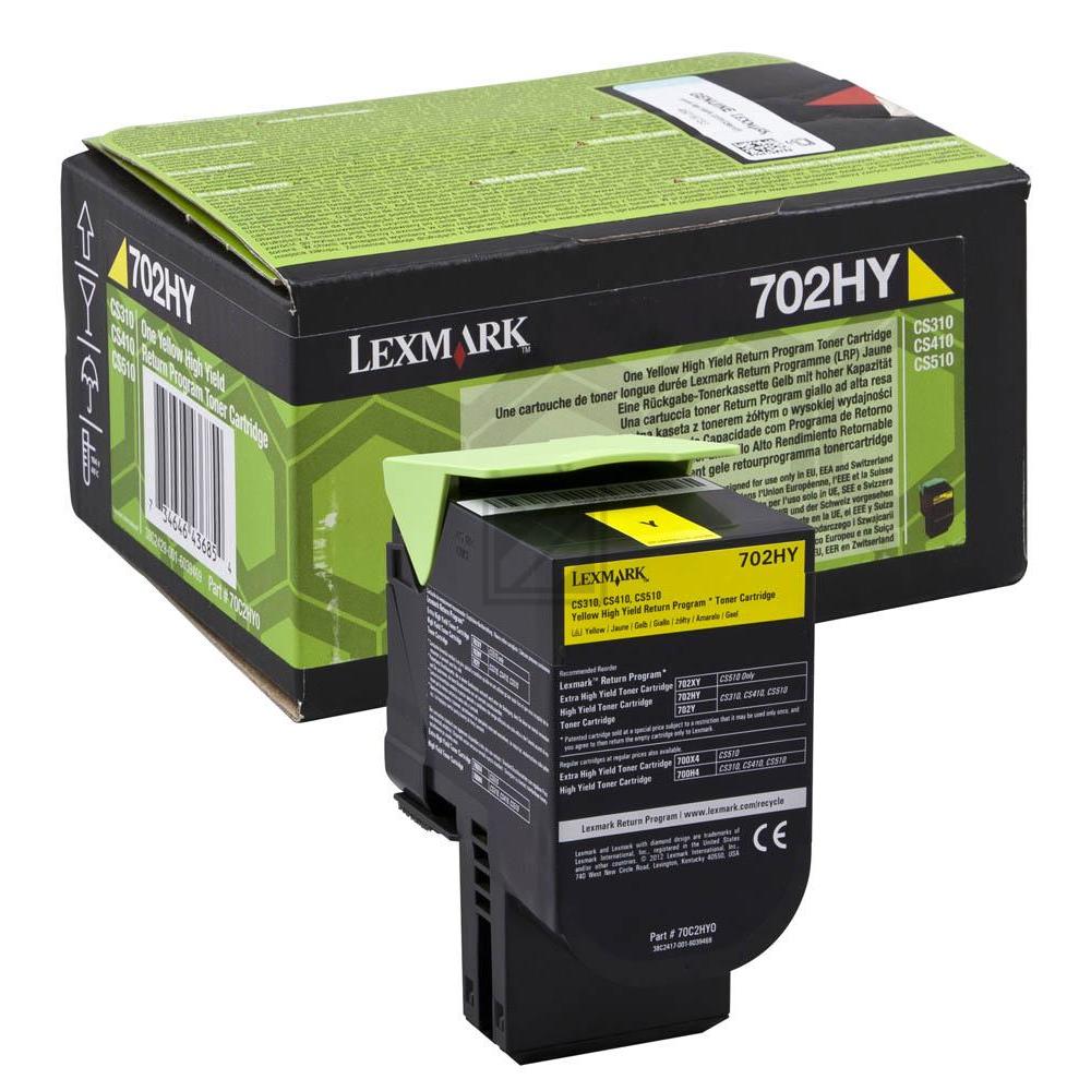 ORIGINAL Lexmark Toner Gelb 702HY 70C2HY0 ~3000 Seiten Rückgabe-Druckkassette