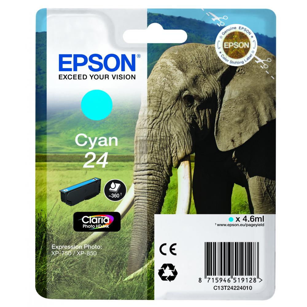 ORIGINAL Epson Tintenpatrone Cyan C13T24224012 T2422 ~360 Seiten 4,6ml C13T24224010