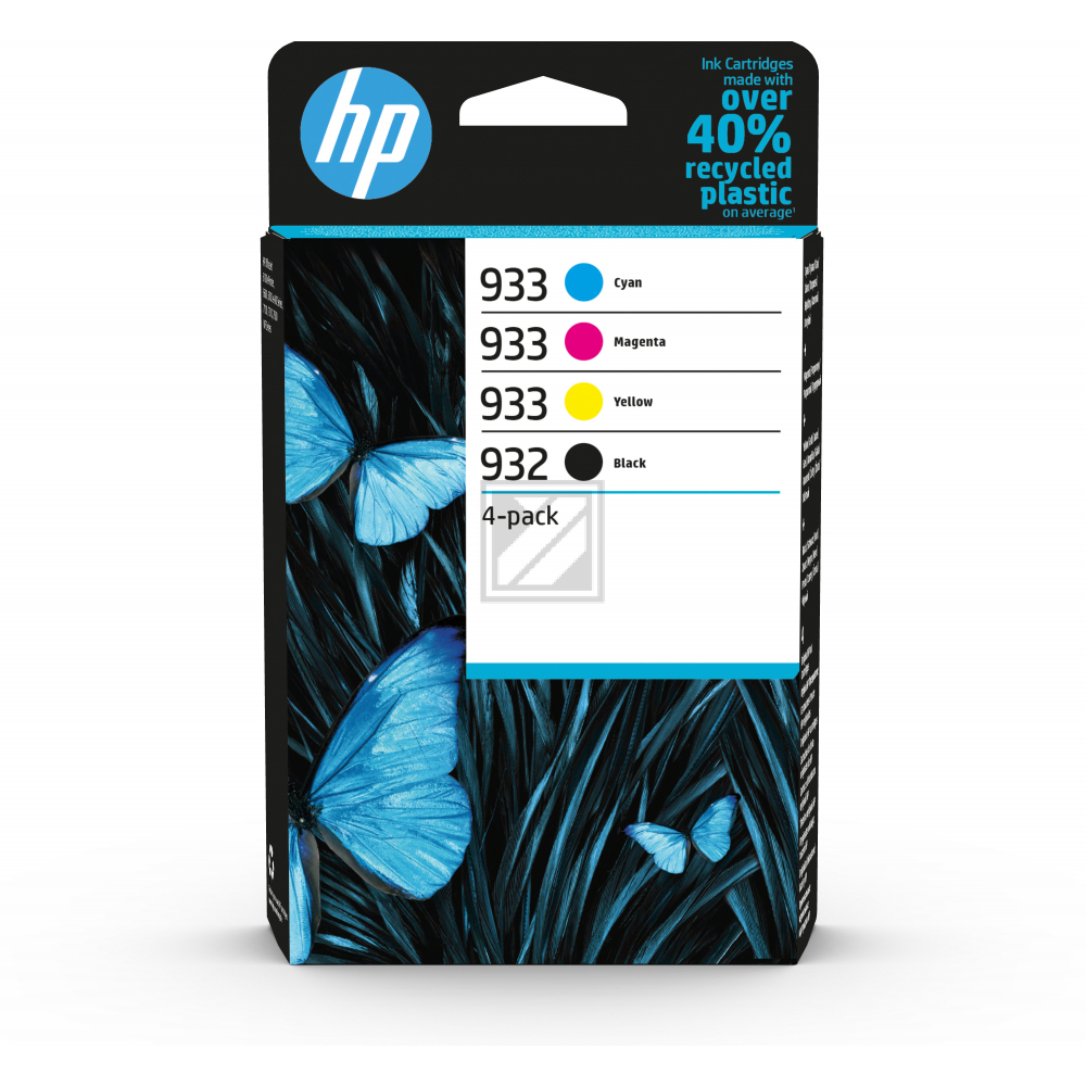 ORIGINAL HP Multipack Schwarz / Cyan / Magenta / Gelb 6ZC71AE 932 / 933 4 Tintenpatronen: CN057AE (932) + CN058AE (933) + CN059AE (933) + CN060AE (933)