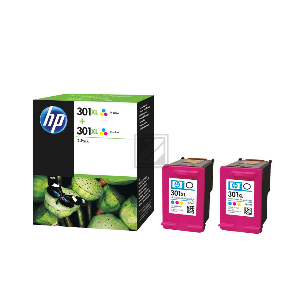 ORIGINAL HP Multipack mehrere Farben D8J46AE 301 XL 2 Tintenpatronen CH564EE (301 XL)