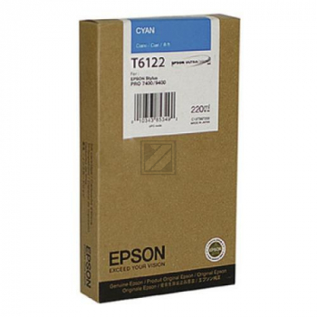 ORIGINAL Epson Tintenpatrone Cyan C13T612200 T6122 220ml
