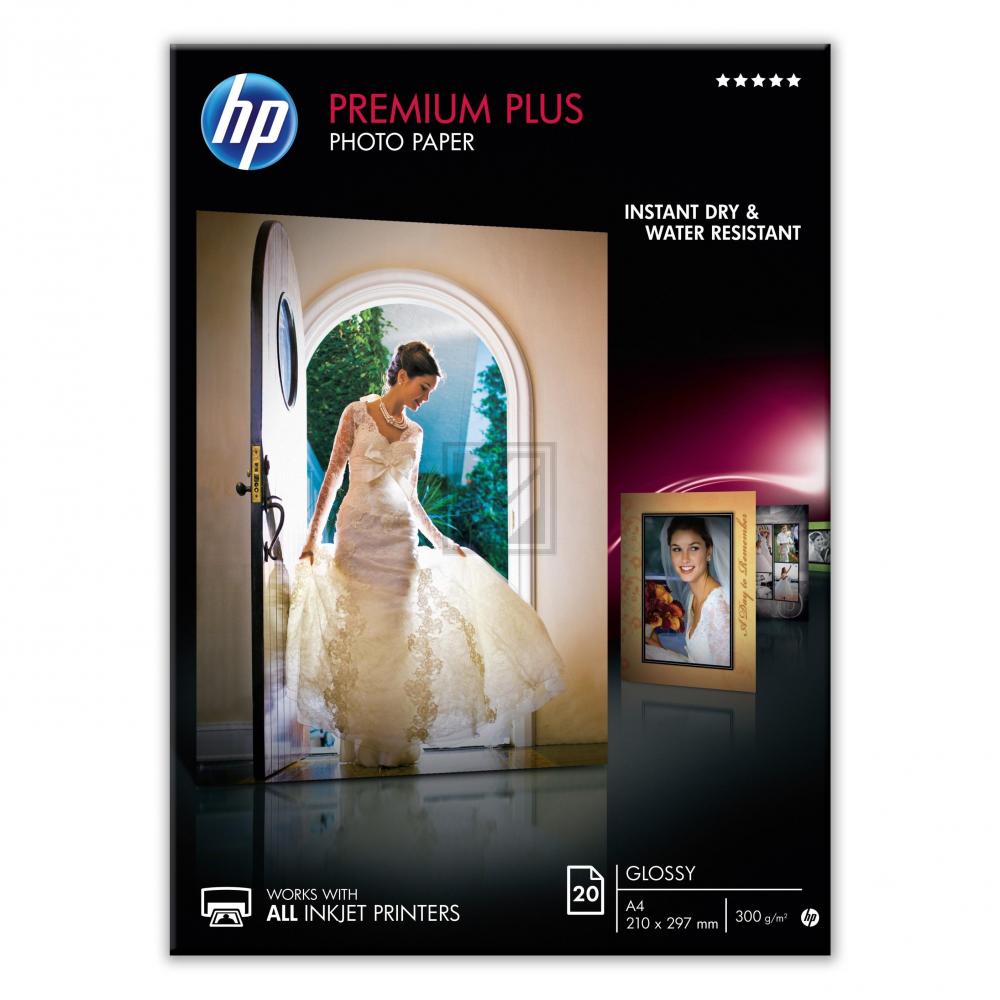 ORIGINAL HP Papier Weiss CR672A Premium Plus hp® Premium Plus Fotopapier /CR672A glossy A4 21,0x29,7 weiß 300g Inh. 20 Blatt