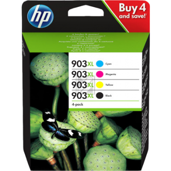 ORIGINAL HP Multipack Schwarz / Cyan / Magenta / Gelb 3HZ51AE 903 XL 4 Tintenpatronen HP 903 XL: T6M15AE + T6M03AE + T6M07AE + T6M11AE