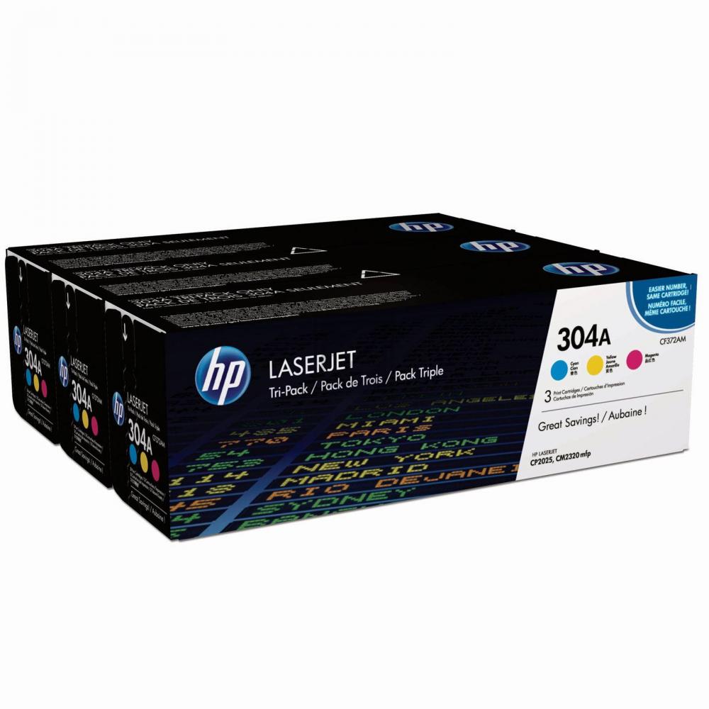 ORIGINAL HP Multipack Cyan / Magenta / Gelb CF372AM 304A 3 Toner HP 304A: CC531A + CC532A + CC533A