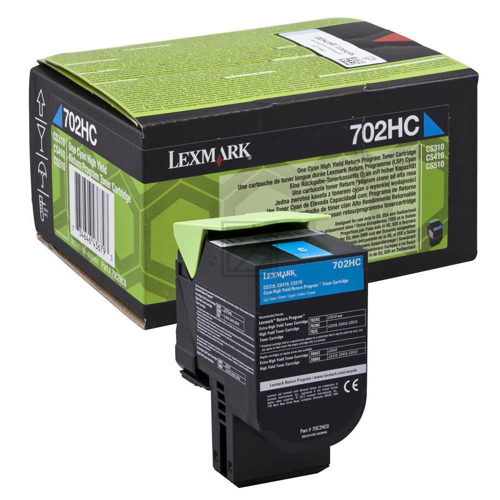 ORIGINAL Lexmark Toner Cyan 702HC 70C2HC0 ~3000 Seiten Rückgabe-Druckkassette