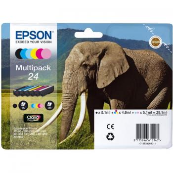 ORIGINAL Epson Multipack Schwarz / Cyan / Magenta / Gelb / Cyan (hell) / Magenta (hell) C13T24284011 T2428