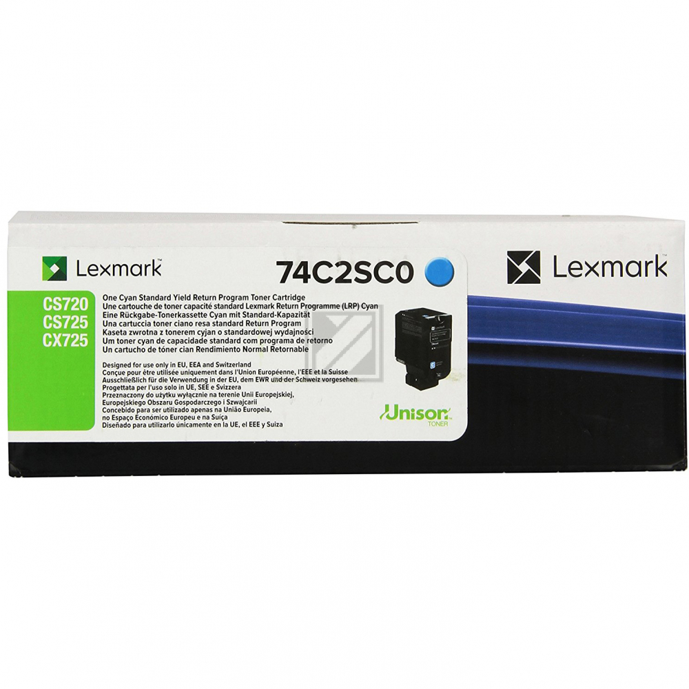 ORIGINAL Lexmark Toner Cyan 74C2SC0 ~7000 Seiten Rückgabe-Druckkassette