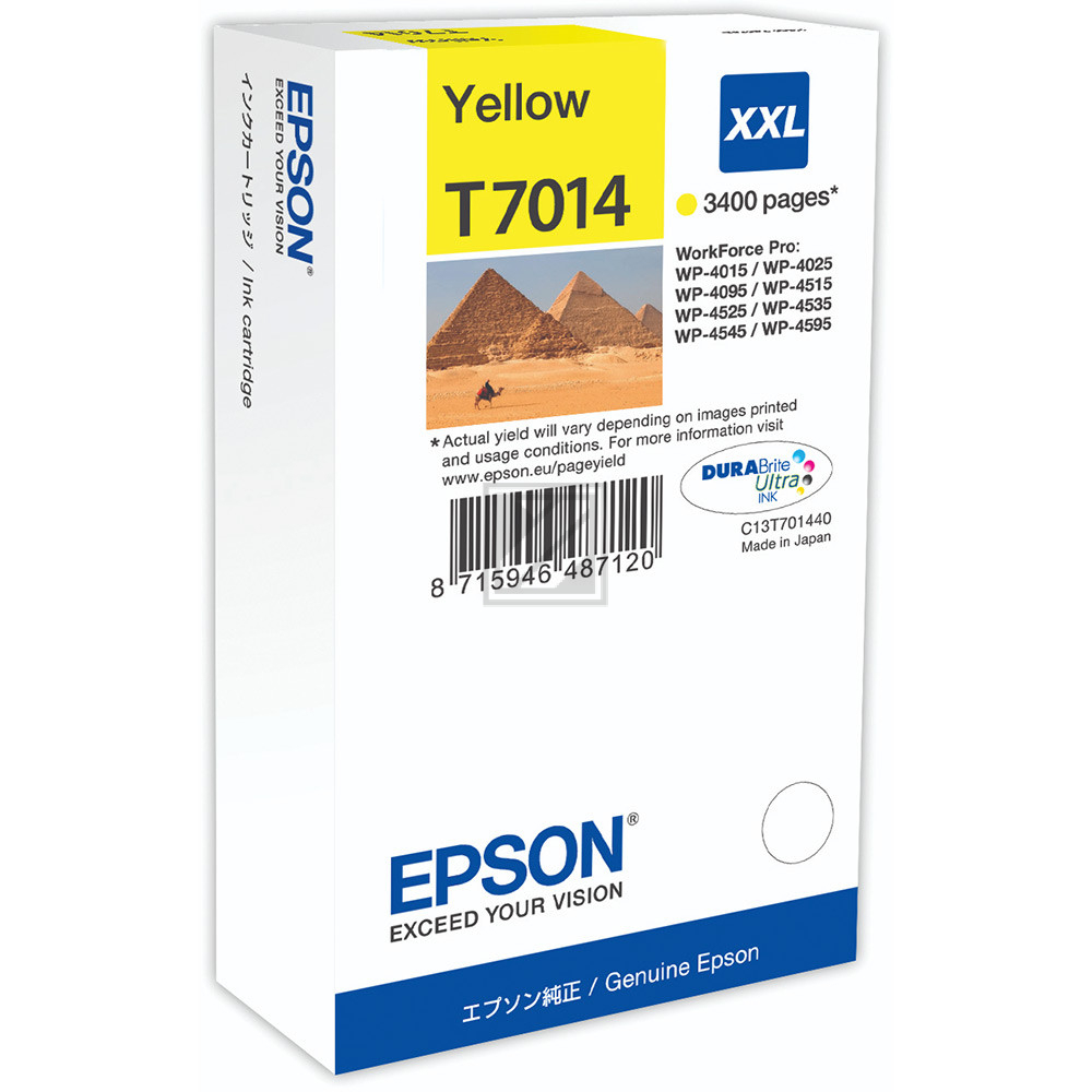 ORIGINAL Epson Tintenpatrone Gelb C13T70144010 T7014 ~3400 Seiten XXL