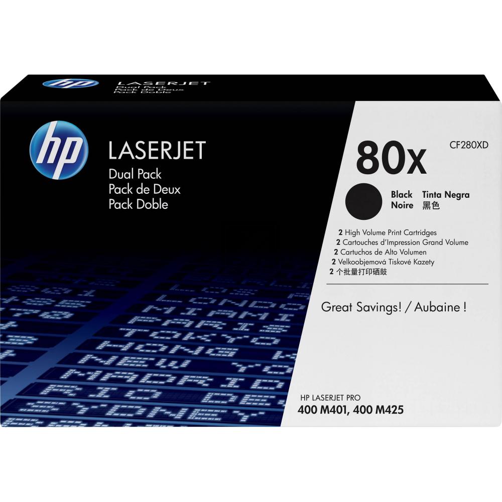 ORIGINAL HP Multipack Schwarz CF280XD 80X 2 Toner CF280X (80X) je 6.900 Seiten