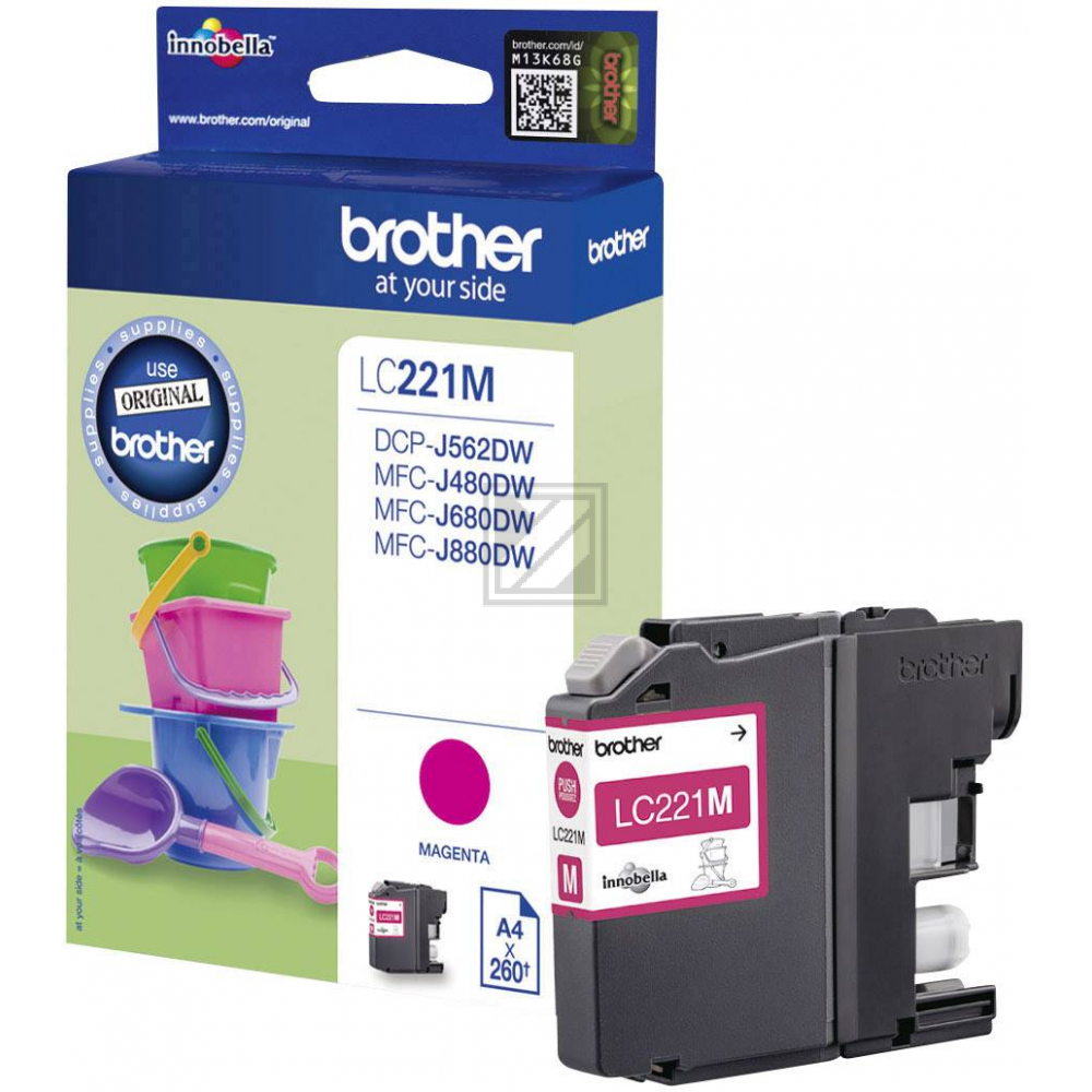 ORIGINAL Brother Tintenpatrone Magenta LC221M LC-221 ~260 Seiten 3,9ml