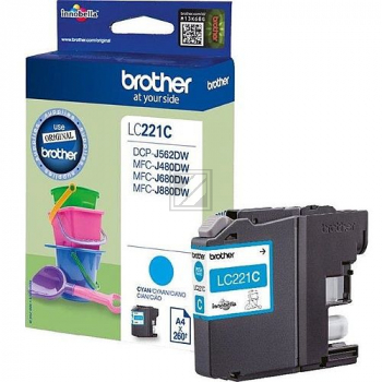 ORIGINAL Brother Tintenpatrone Cyan LC221C LC-221 ~260 Seiten 3,9ml